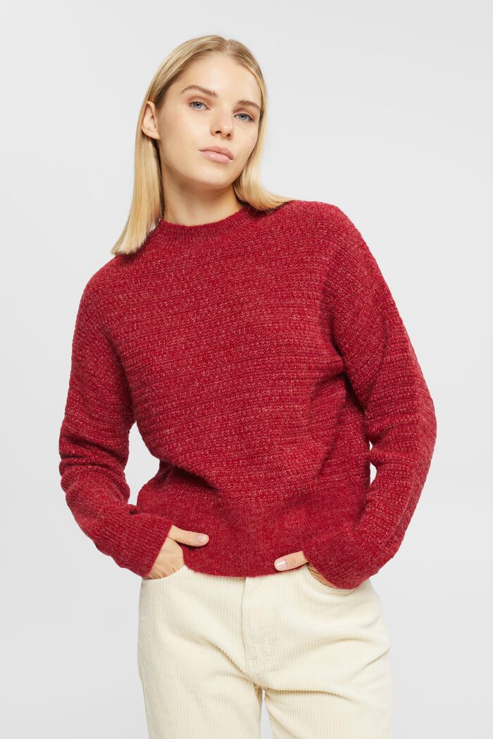 Pullover in maglia strutturata, misto lana