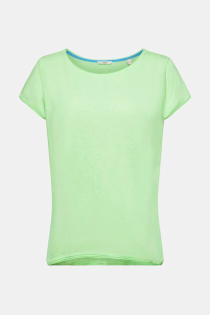 T-shirt in cotone fiammato, CITRUS GREEN, overview