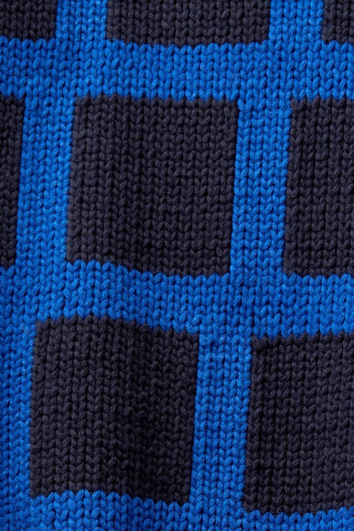 Pullover a maglia larga a quadri con logo, BRIGHT BLUE, detail image number 5