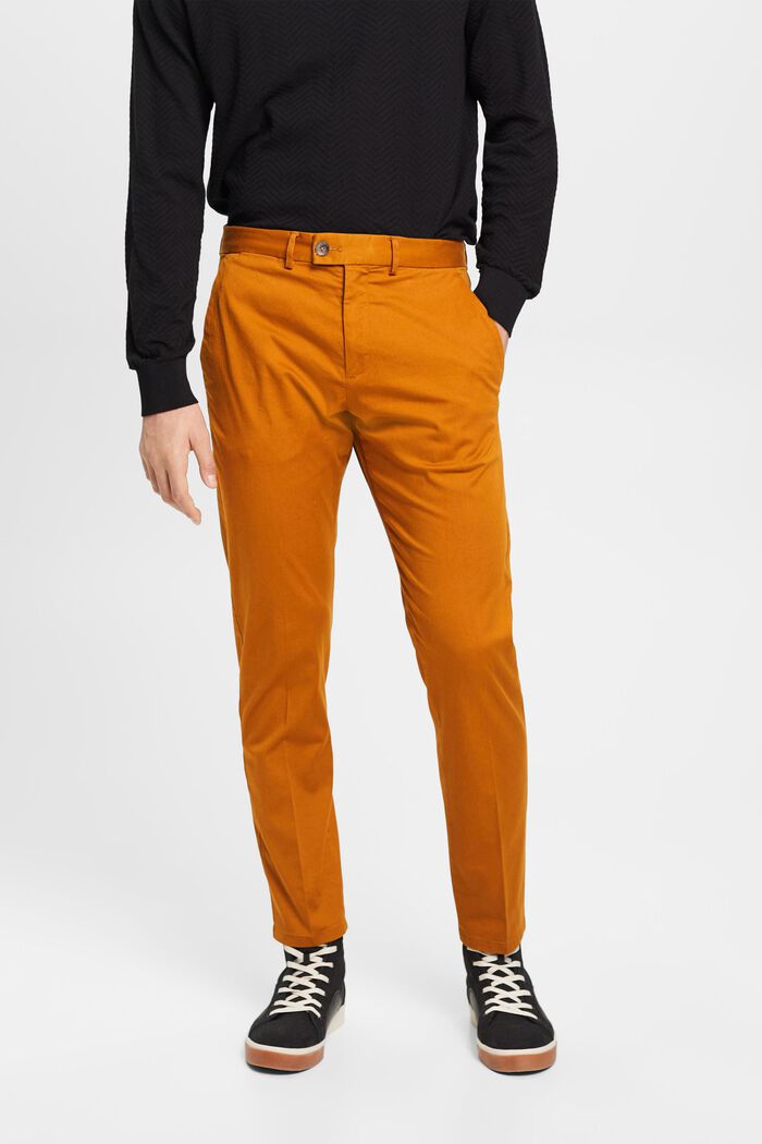 Pantaloni chino elasticizzati in cotone, CARAMEL, detail image number 0