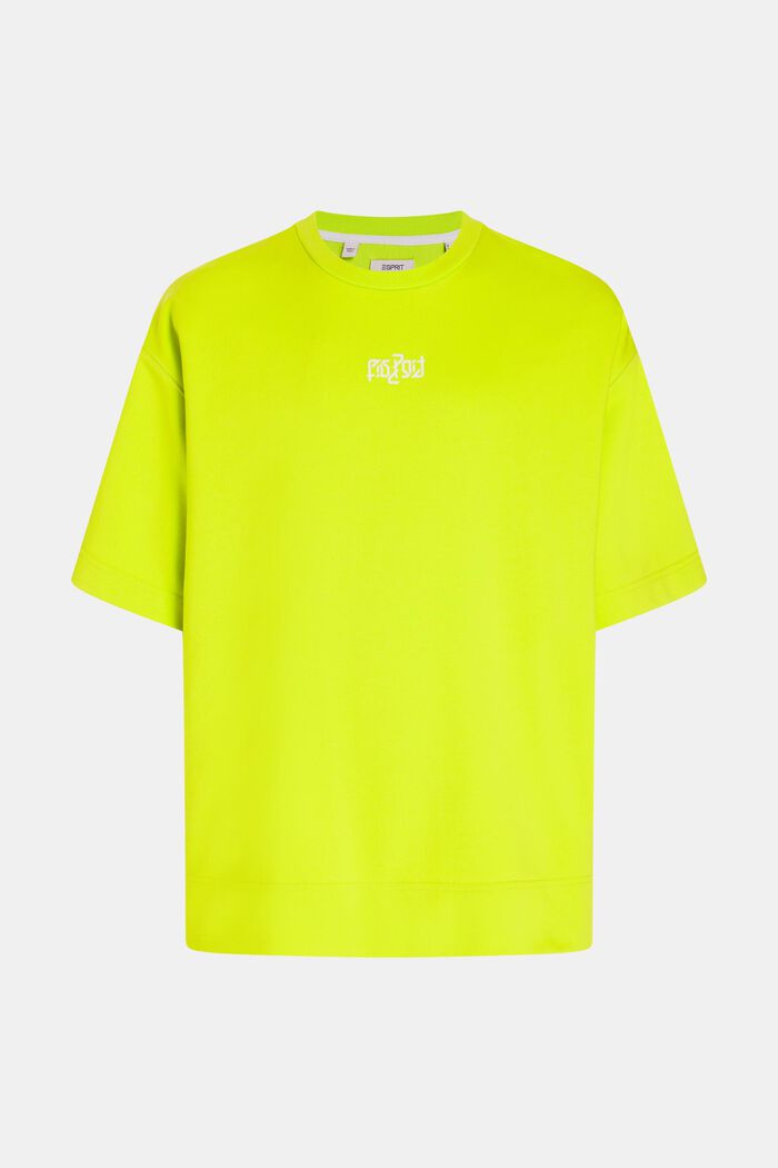 Felpa fluo con stampa relaxed fit, LIME YELLOW, detail image number 5