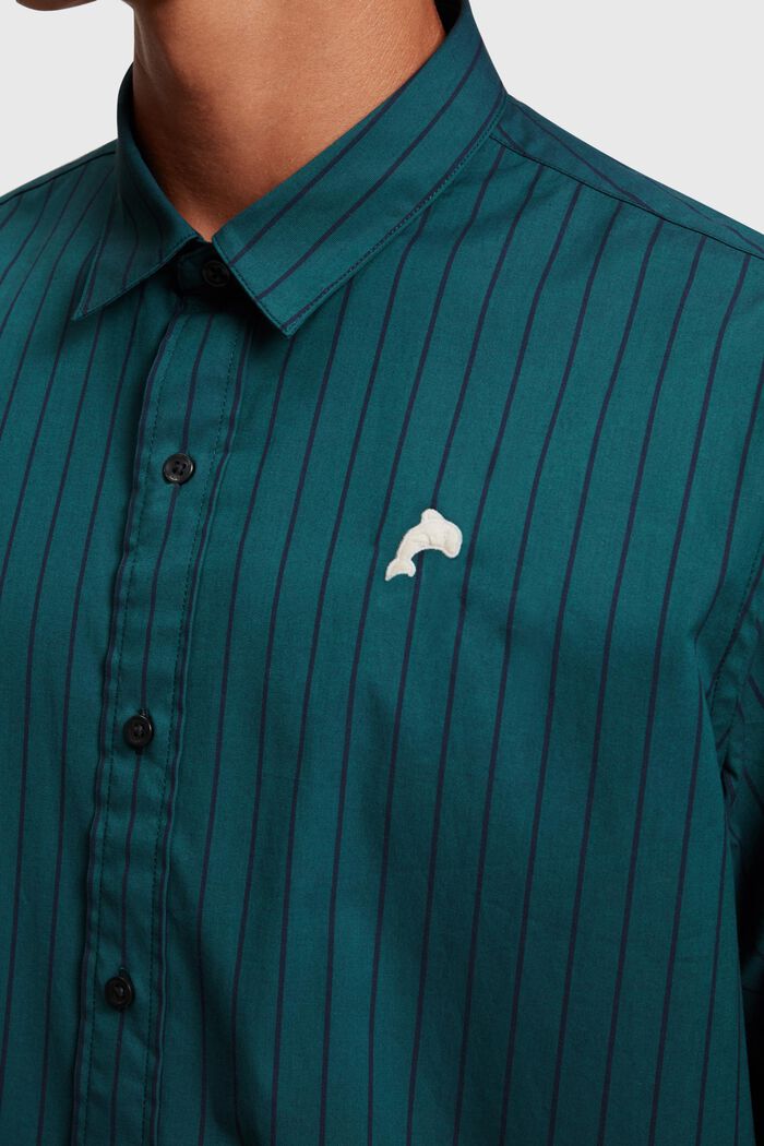 Maglia relaxed fit in popeline a righe, TEAL BLUE, detail image number 2