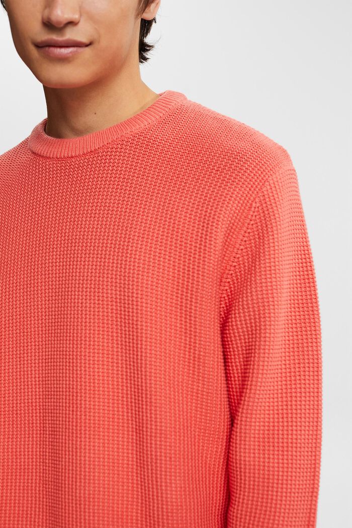 Pullover in puro cotone, CORAL, detail image number 0