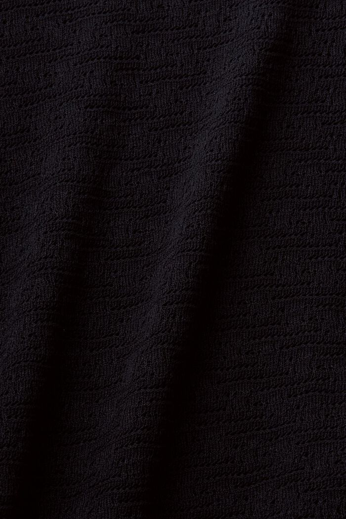 Pullover pointelle a manica corta, BLACK, detail image number 4