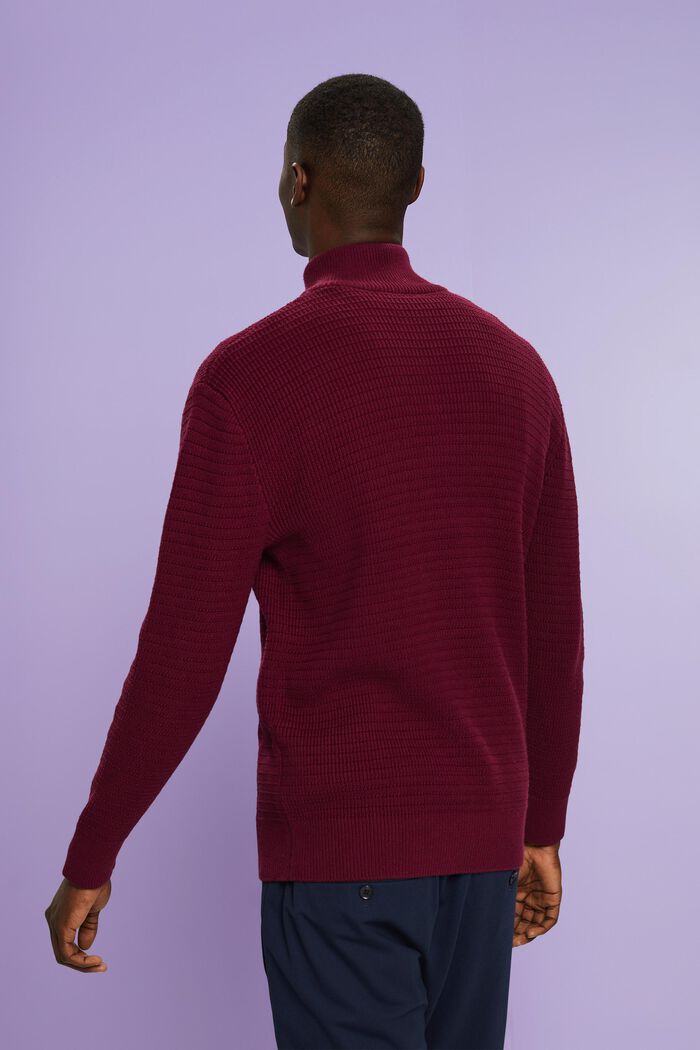 Pullover in maglia di cotone strutturata, GARNET RED, detail image number 2