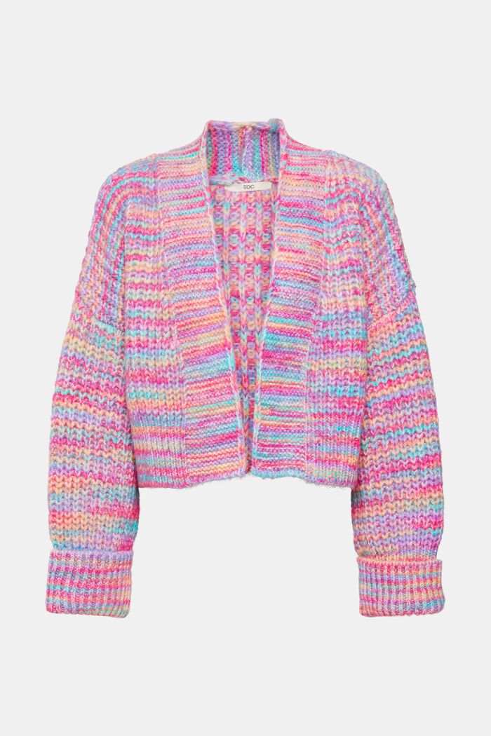 Cardigan cropped multicolore, misto lana