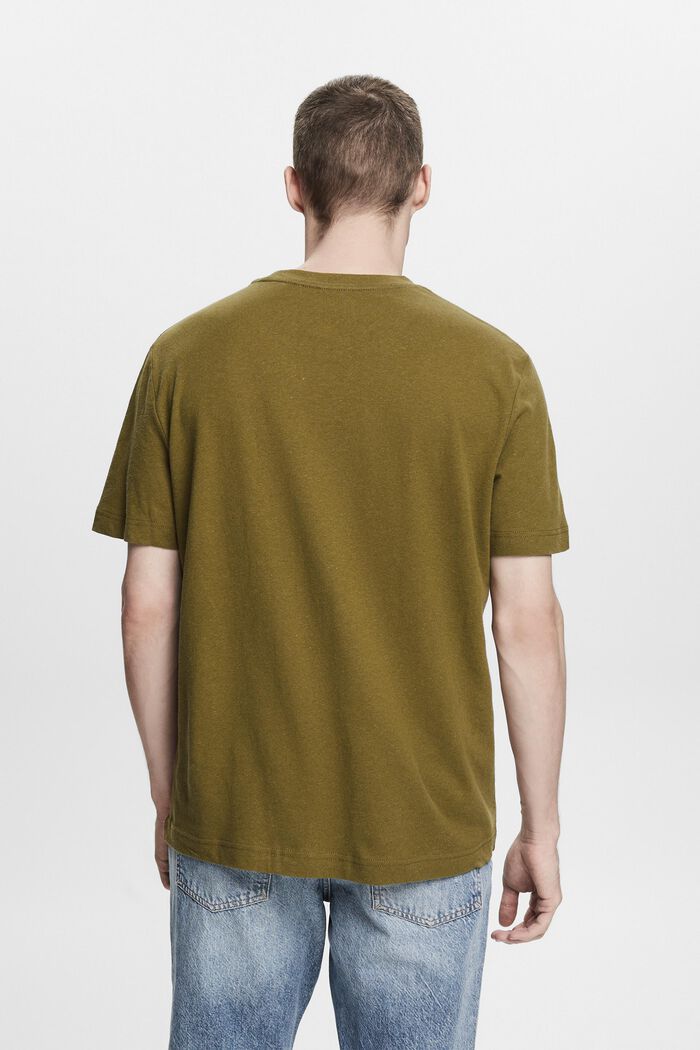T-shirt in cotone e lino, OLIVE, detail image number 2