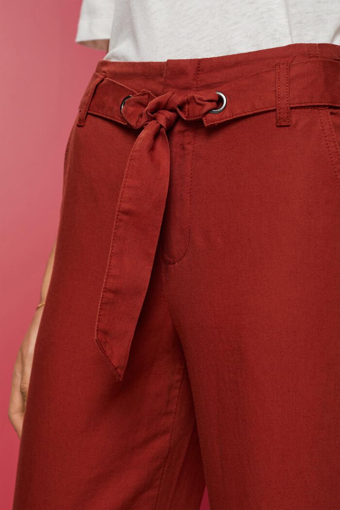 Culotte in lino e cotone con cintura, TERRACOTTA, detail image number 2