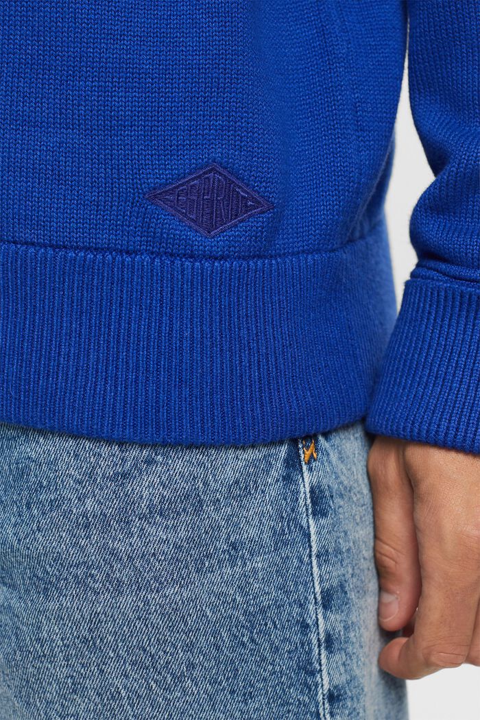 Pullover in cotone a girocollo, BRIGHT BLUE, detail image number 1