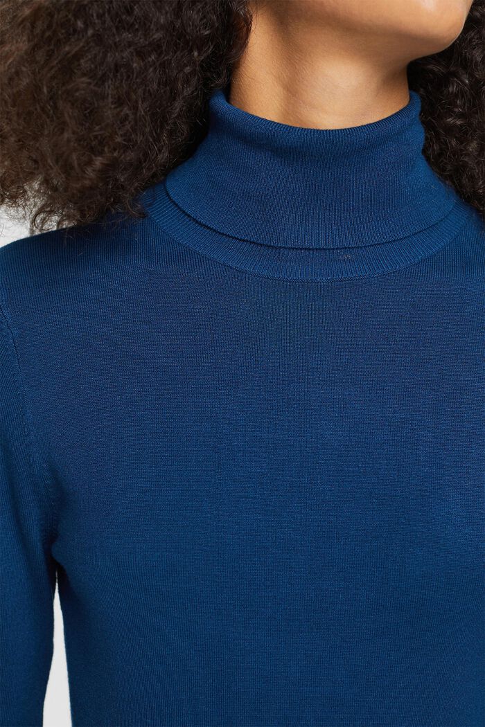 Pullover a collo alto, PETROL BLUE, detail image number 0