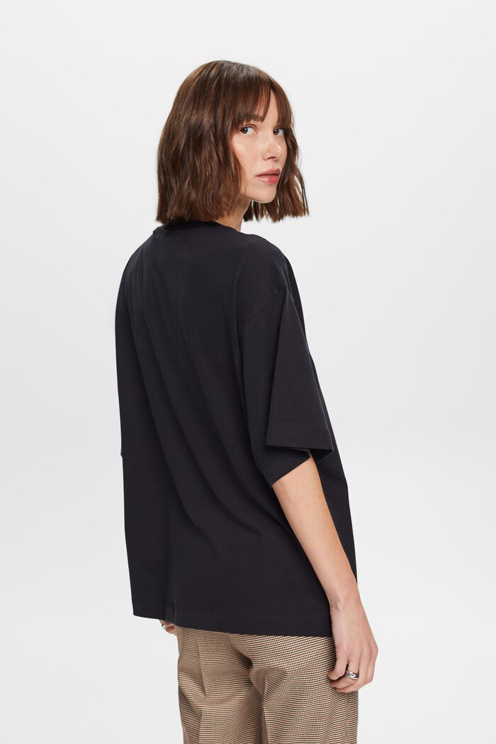 T-shirt oversize in cotone, BLACK, detail image number 4