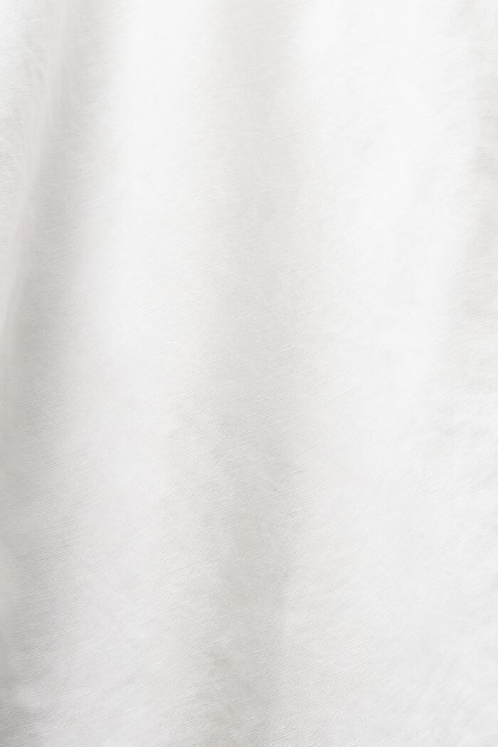 Abito camicia con cintura in misto lino e cotone, OFF WHITE, detail image number 4