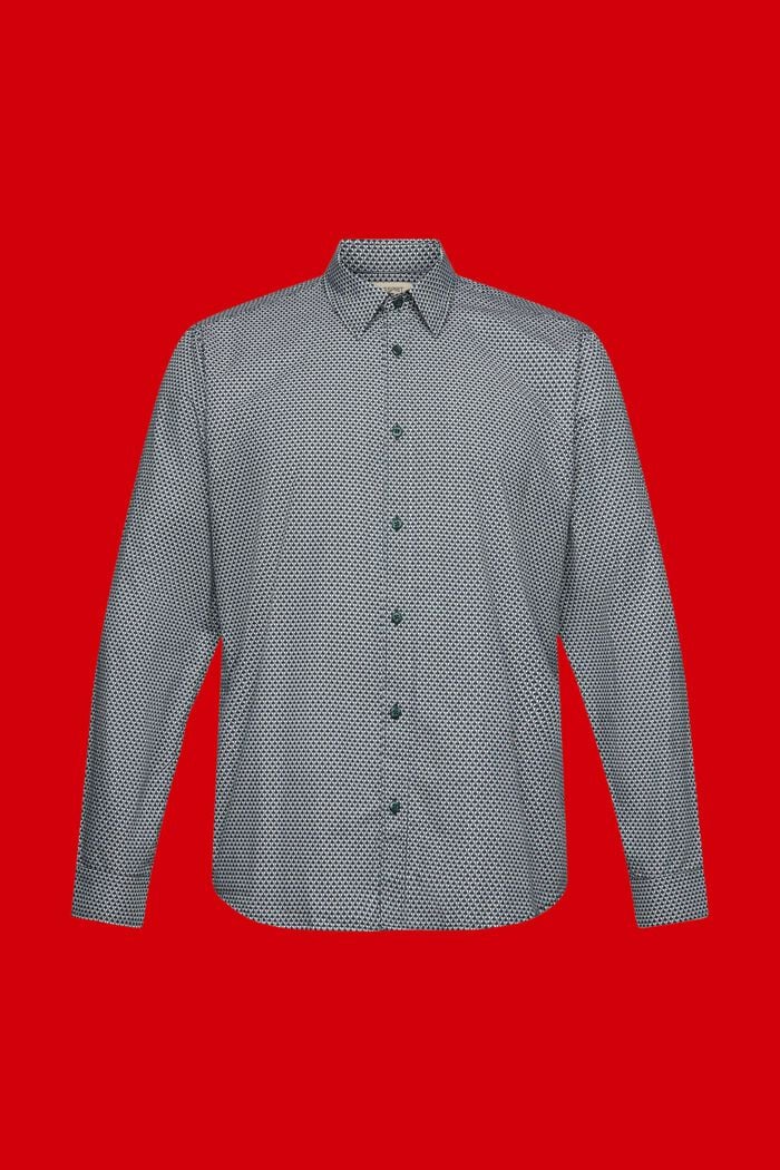 Camicia slim fit con motivo allover, DARK TEAL GREEN, detail image number 6