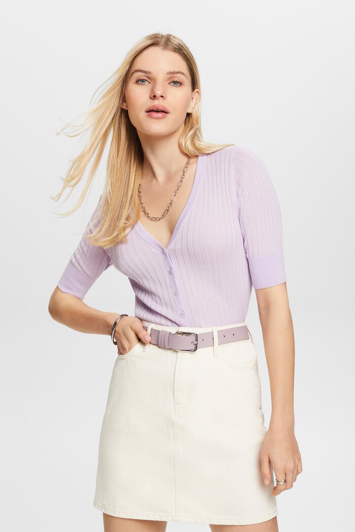 Top in maglia con bottoni, LAVENDER, detail image number 0