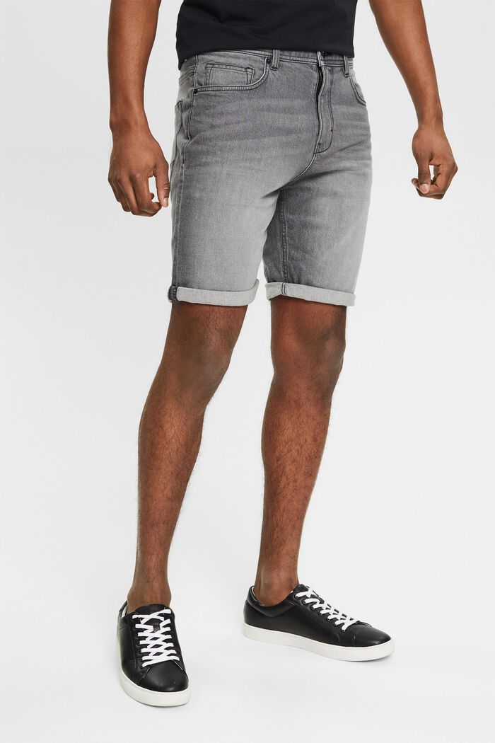 Shorts in jeans di cotone, GREY LIGHT WASHED, detail image number 0