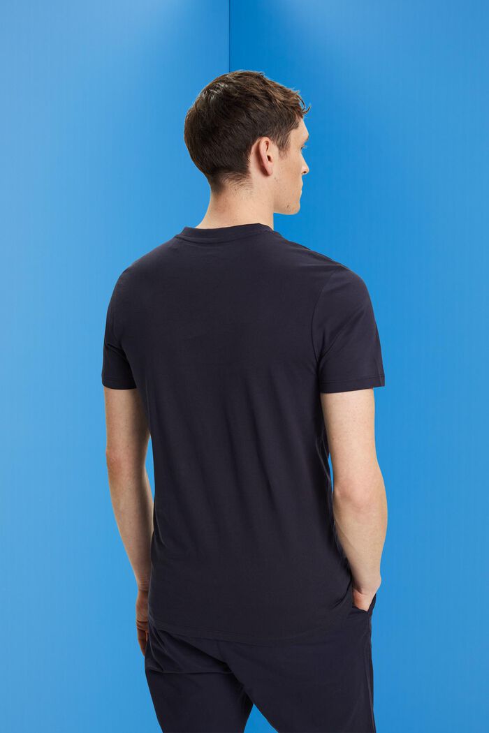 T-shirt slim fit in cotone con scollo a V, NAVY, detail image number 3