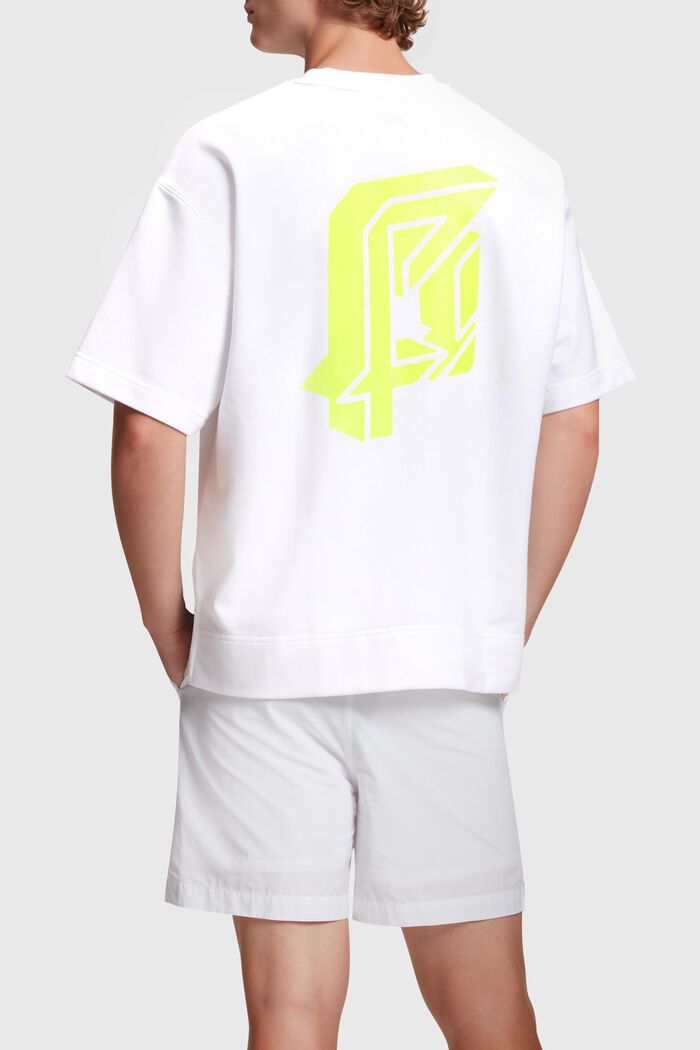 Felpa fluo con stampa relaxed fit, WHITE, detail image number 1