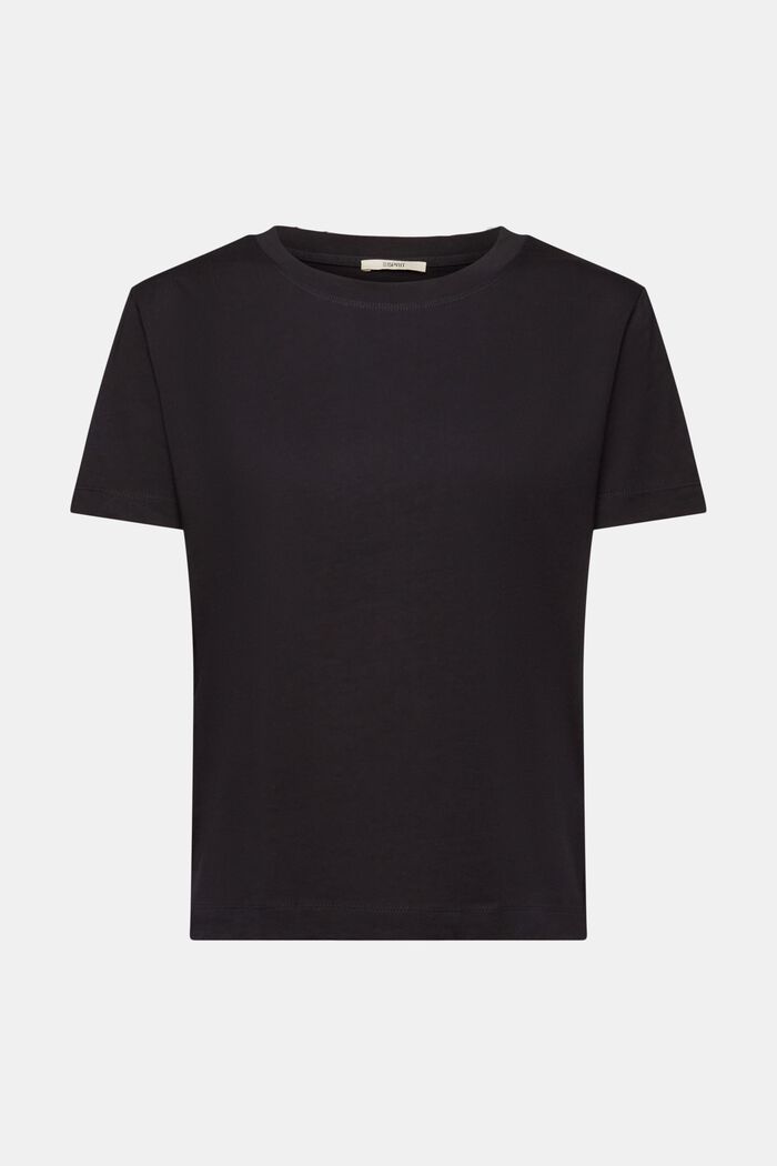 T-shirt girocollo in cotone, BLACK, detail image number 6
