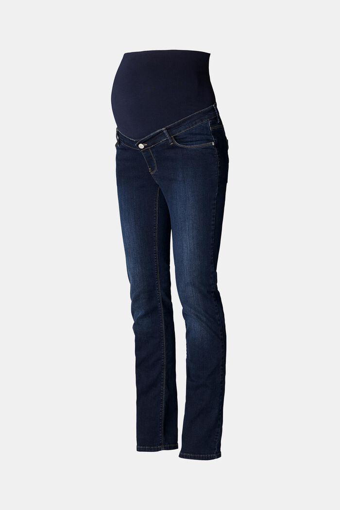 Jeans elasticizzati con fascia premaman, DARK WASHED, detail image number 1
