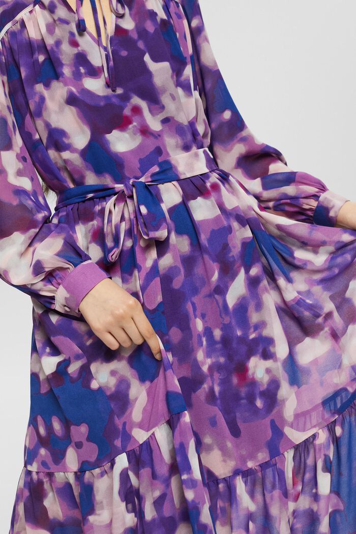 In materiale riciclato: abito in chiffon a fantasia, VIOLET, detail image number 2