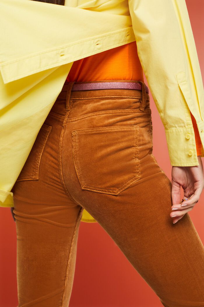 Pantaloni in velluto Straight Fit a vita alta, CARAMEL, detail image number 3