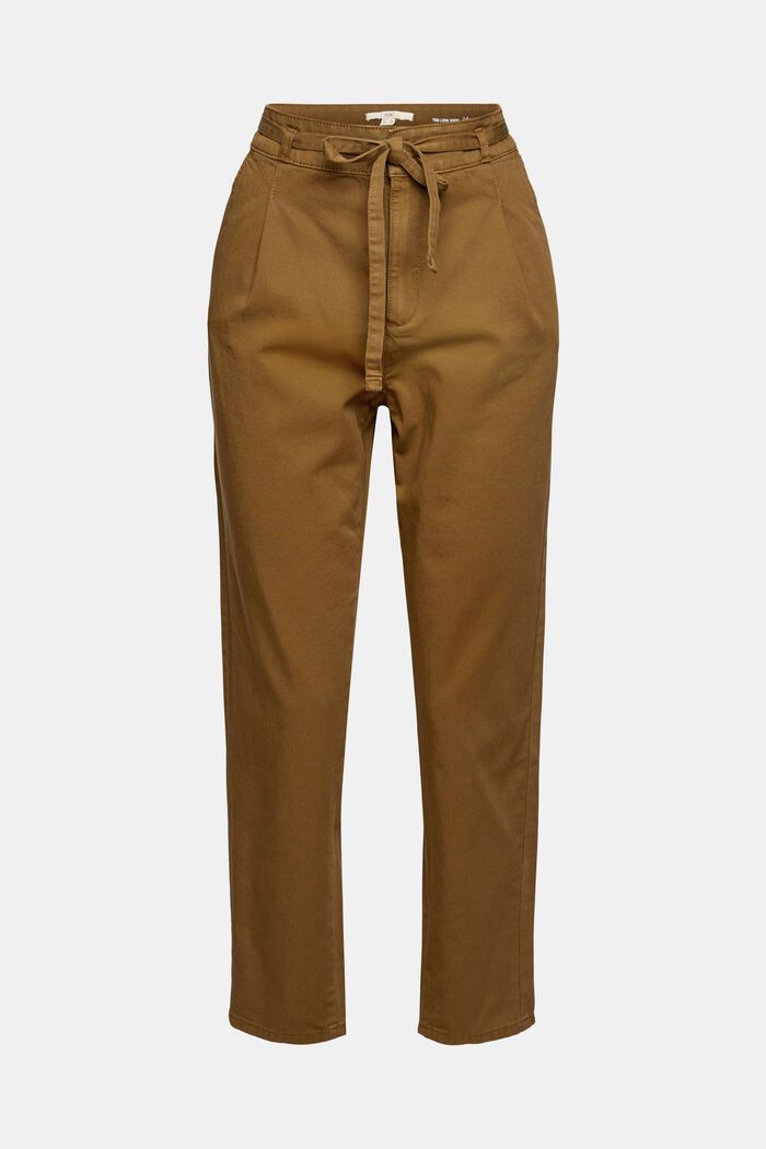 Pantaloni con pieghe in vita e cintura, cotone Pima, KHAKI GREEN, detail image number 2
