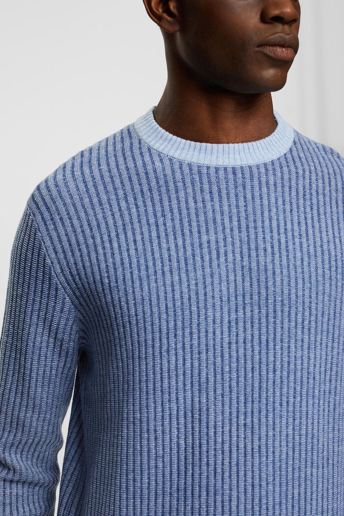 Pullover in maglia a coste bicolore, BLUE, detail image number 2