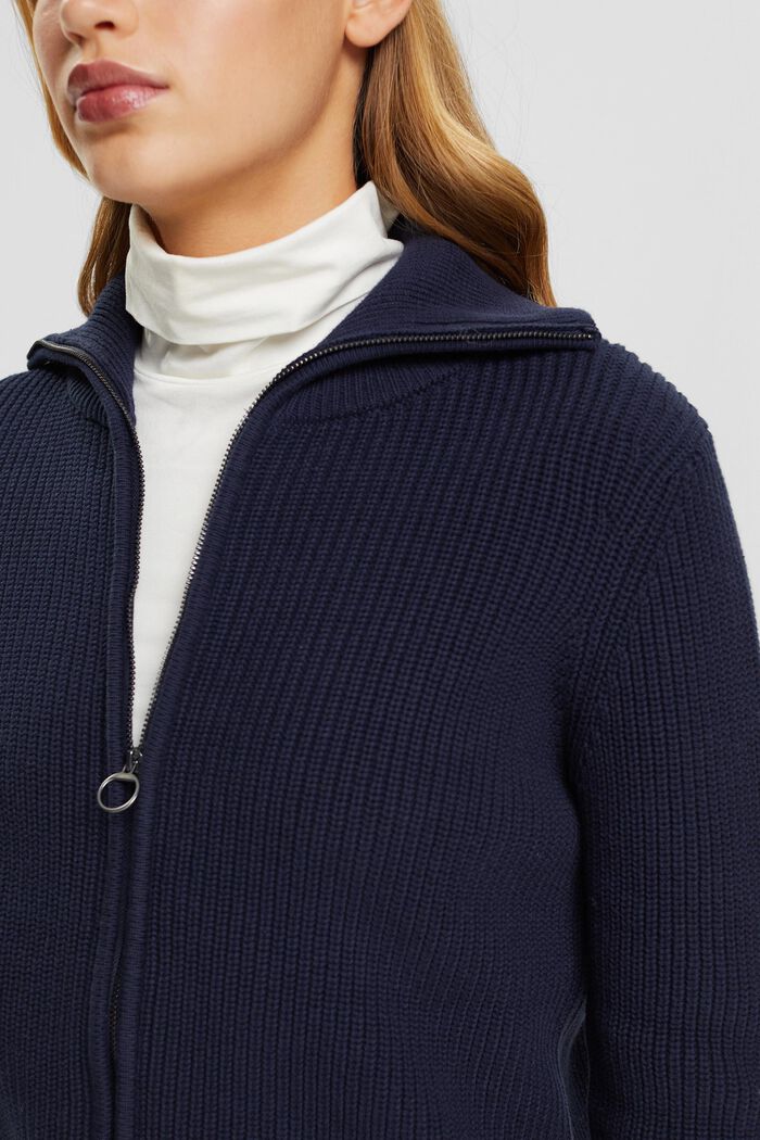 Cardigan stile bomber in cotone, NAVY, detail image number 2