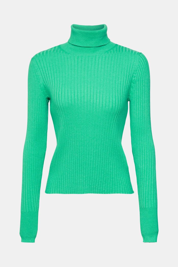 Pullover dolcevita in maglia a coste, LIGHT GREEN, detail image number 6