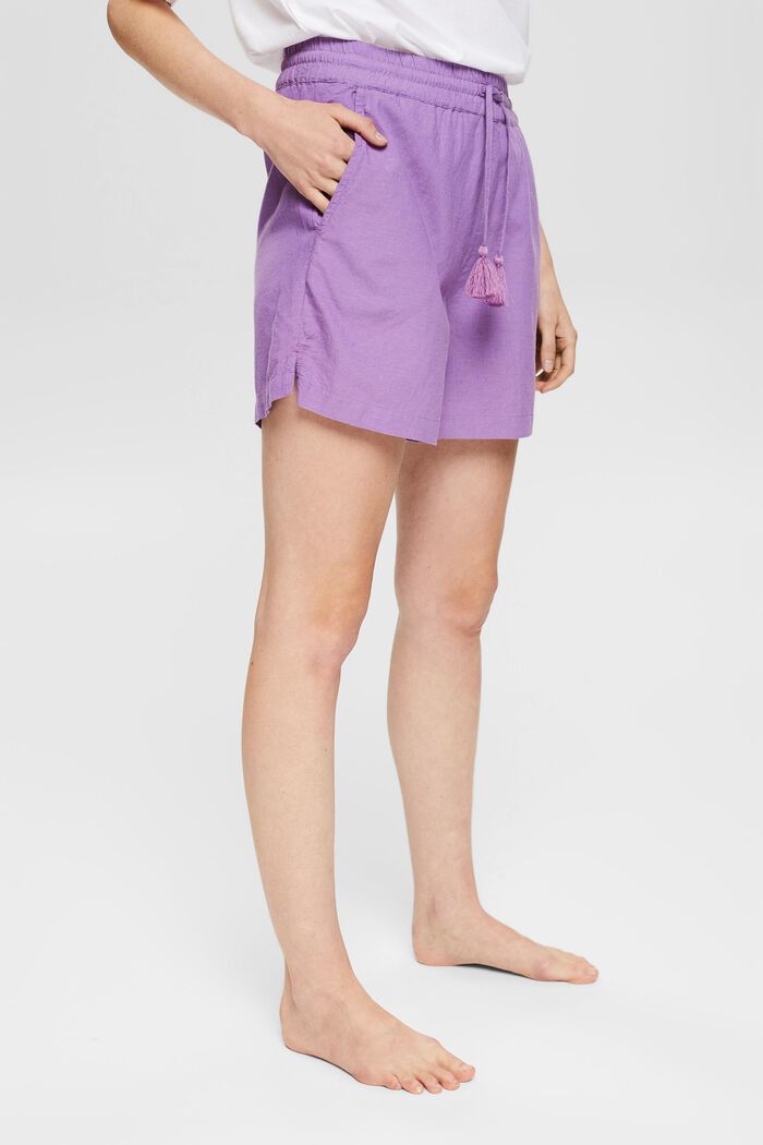 Con lino: shorts con coulisse con cordoncino, VIOLET, detail image number 0