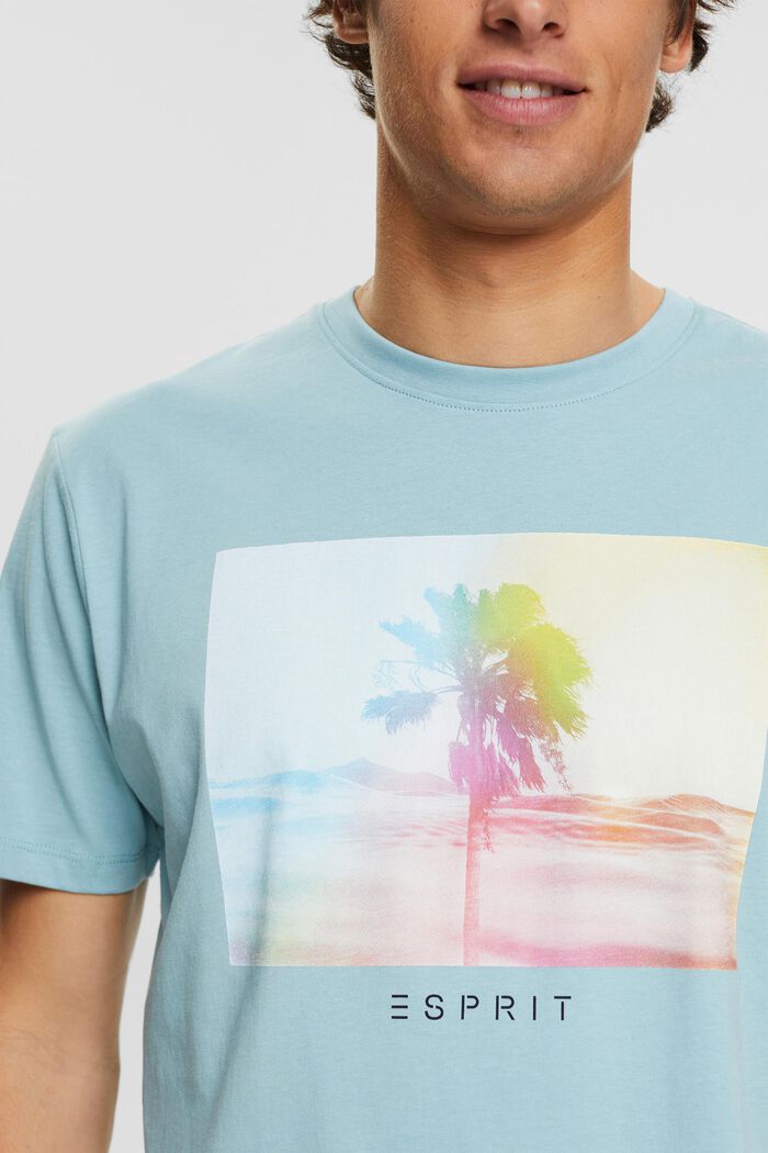 T-shirt in jersey con stampa, LIGHT TURQUOISE, detail image number 0