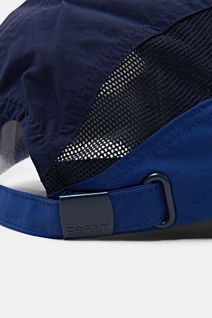 Berretto con pannelli in mesh e logo, NAVY, detail image number 1