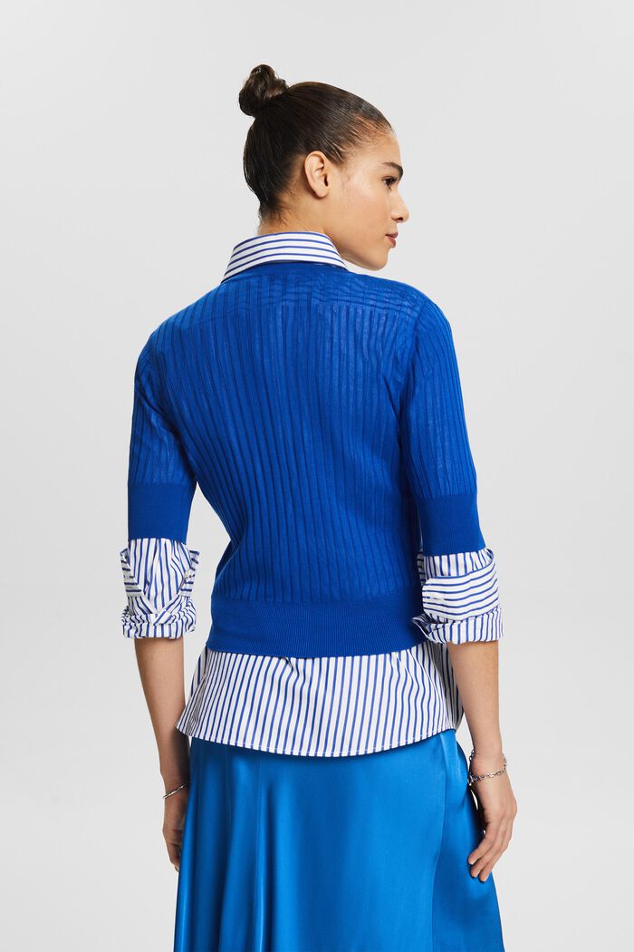 Top in maglia con bottoni, BRIGHT BLUE, detail image number 3