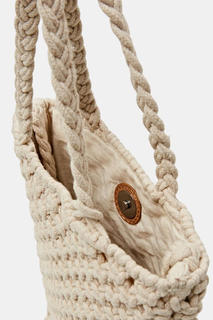 Tote bag mini all’uncinetto, 100% cotone, OFF WHITE, detail image number 1