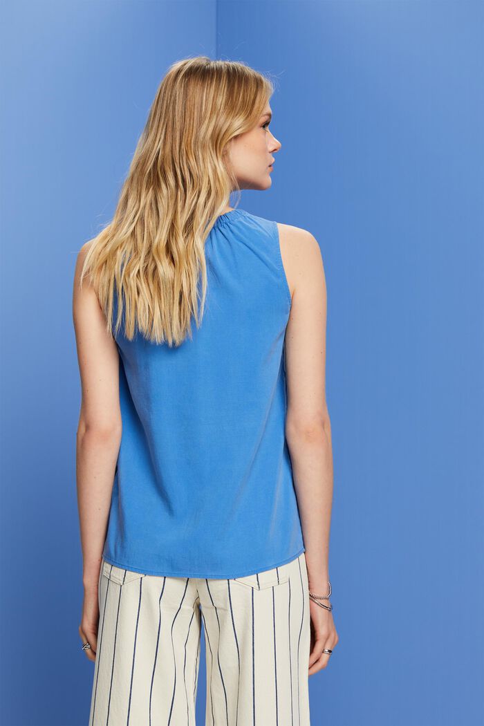 Blusa senza maniche con colletto elasticizzato, BRIGHT BLUE, detail image number 3