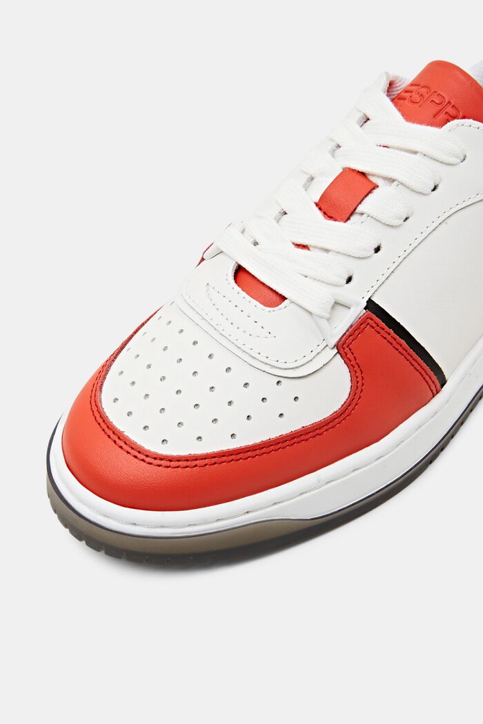 Sneakers stringate in pelle, CORAL RED, detail image number 3