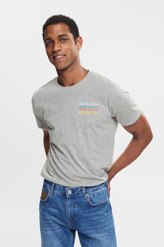 T-shirt in jersey con stampa colorata del logo, MEDIUM GREY, overview