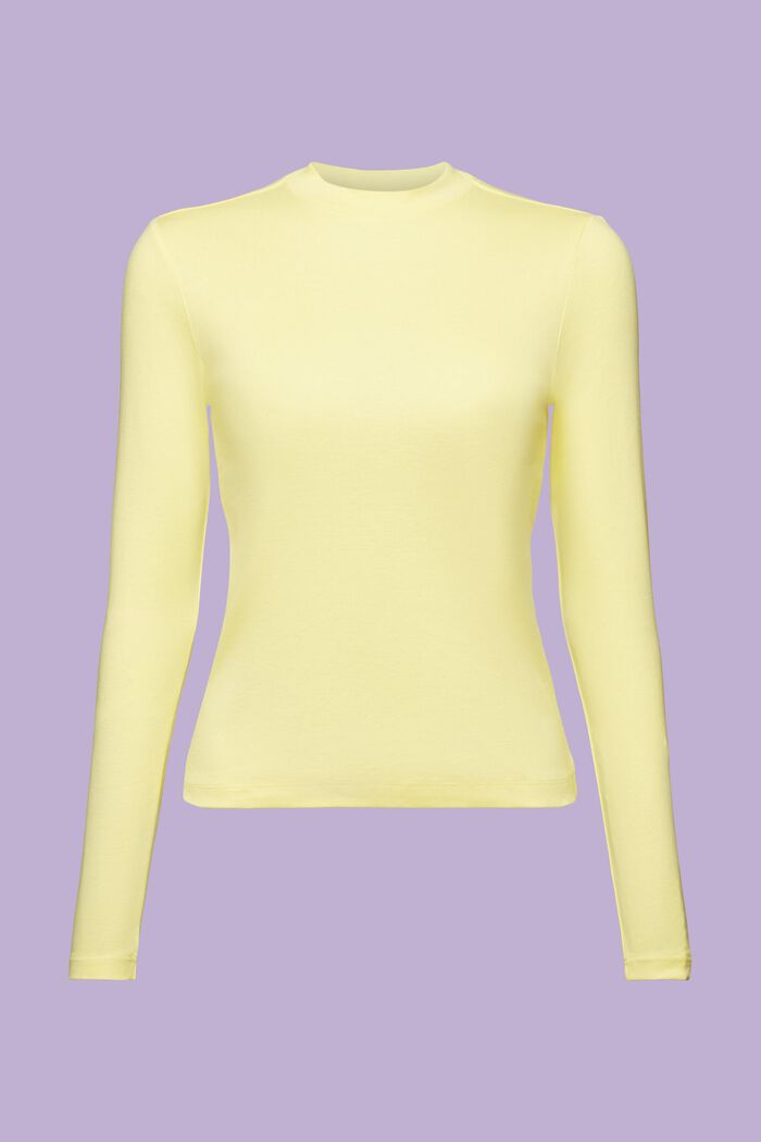 Top a maniche lunghe in jersey di cotone, PASTEL YELLOW, detail image number 6