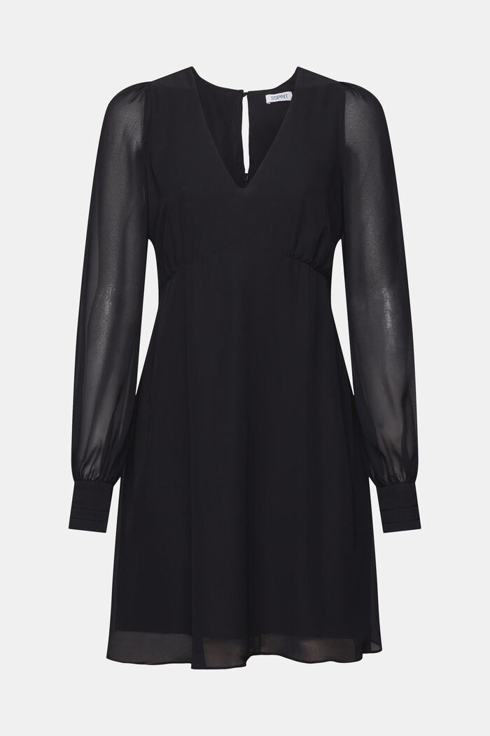 Mini abito in chiffon con scollo a V, BLACK, detail image number 6