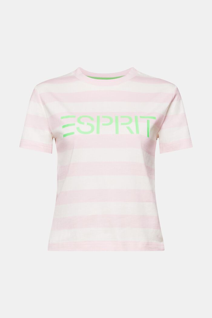 T-shirt in cotone con logo a righe, PASTEL PINK, detail image number 6