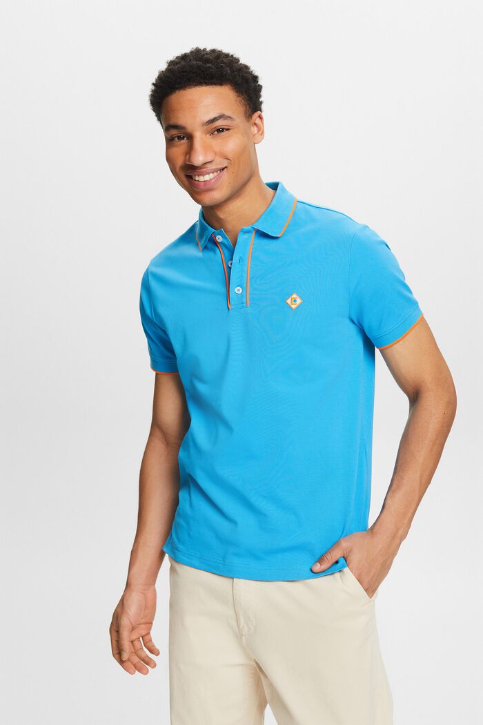 Polo con logo, BLUE, detail image number 0