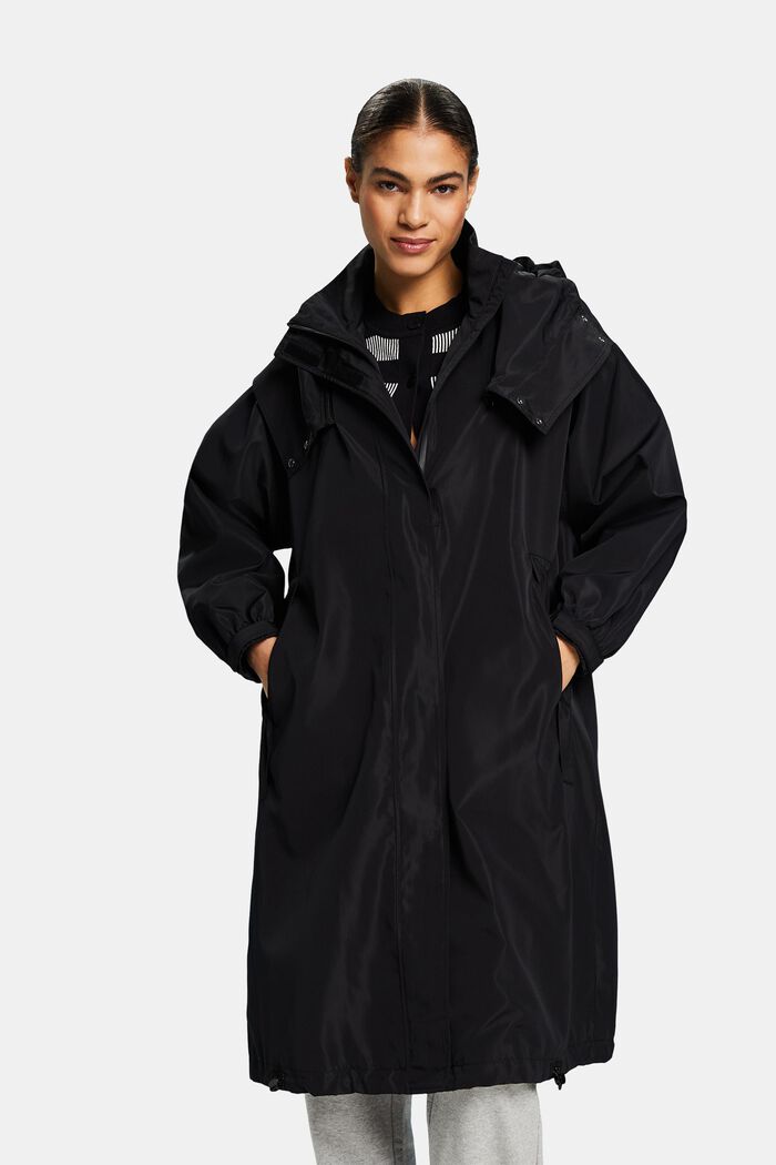 Cappotto con cappuccio rimovibile, BLACK, detail image number 0