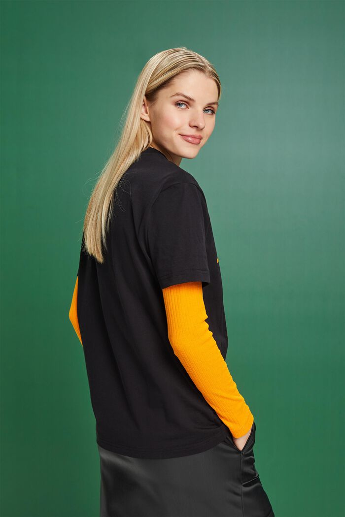 T-shirt unisex in jersey di cotone con logo, BLACK, detail image number 4