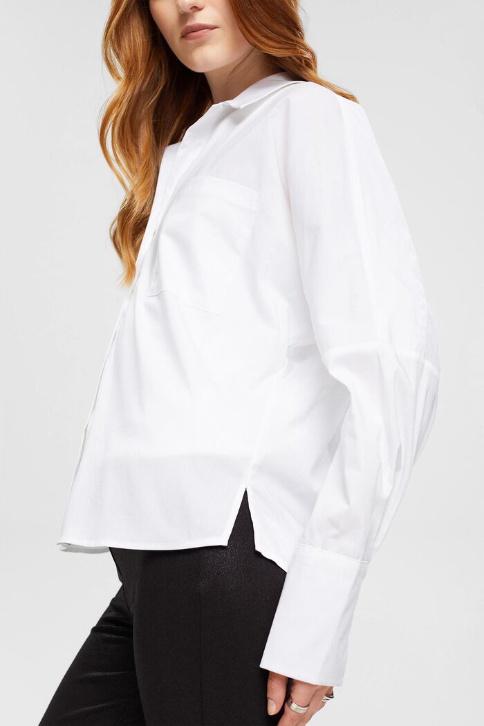 Blusa in popeline, WHITE, detail image number 2