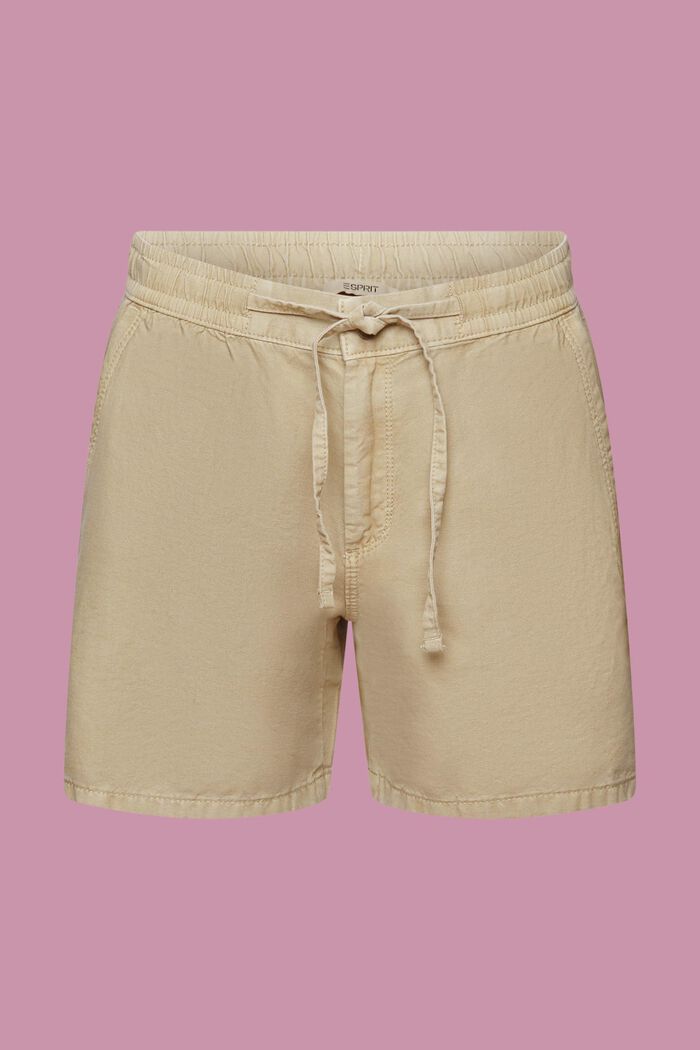 Pantaloncini in twill con vita arricciata, DUSTY GREEN, detail image number 7