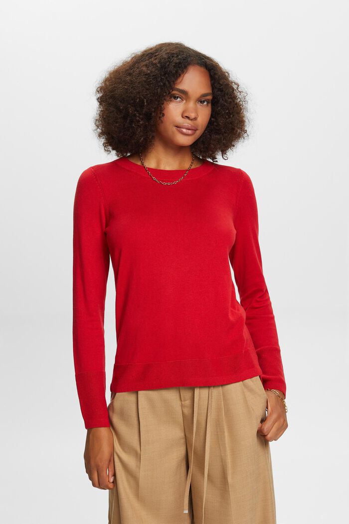 Pullover in maglia sottile, DARK RED, detail image number 0
