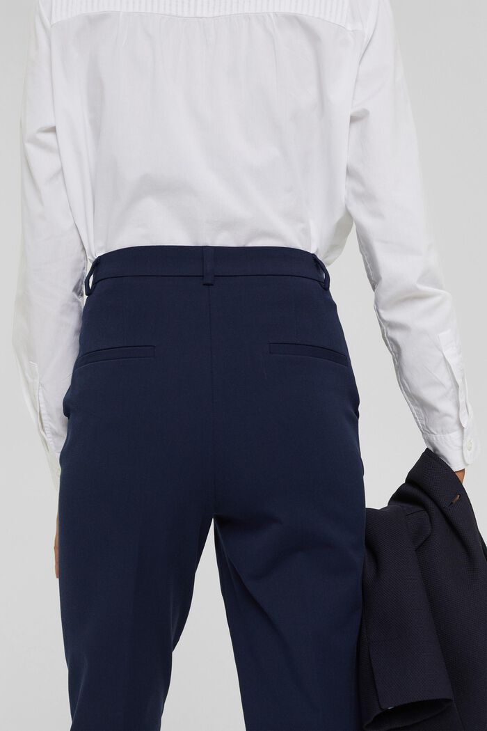 Pantaloni stretch in misto cotone, NAVY, detail image number 6
