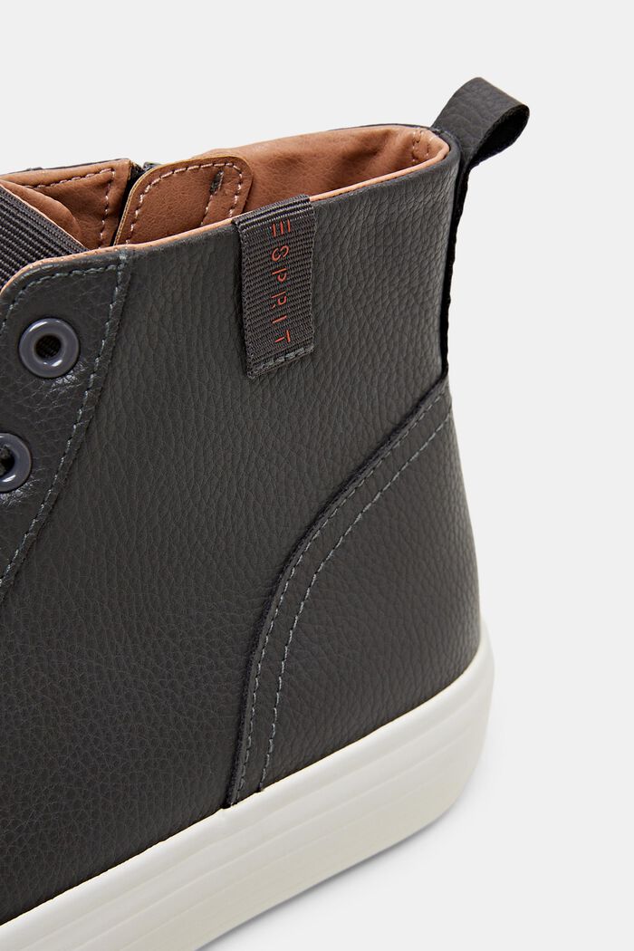 Sneakers con plateau in similpelle, DARK GREY, detail image number 3