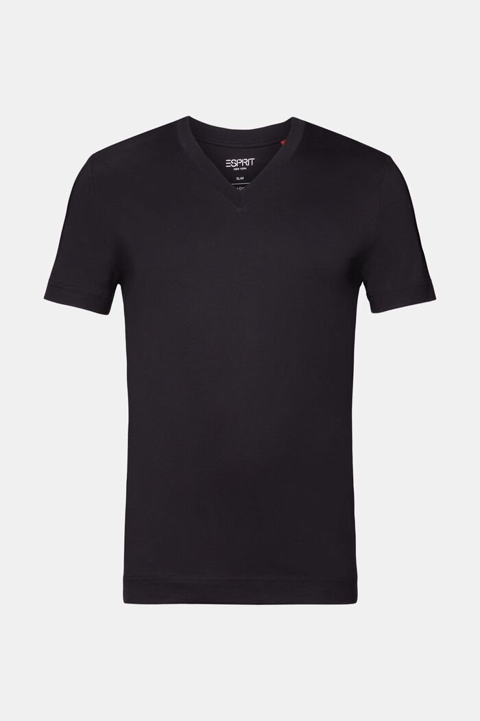 T-shirt con scollo a V, realizzata in jersey di 100% cotone, BLACK, detail image number 6