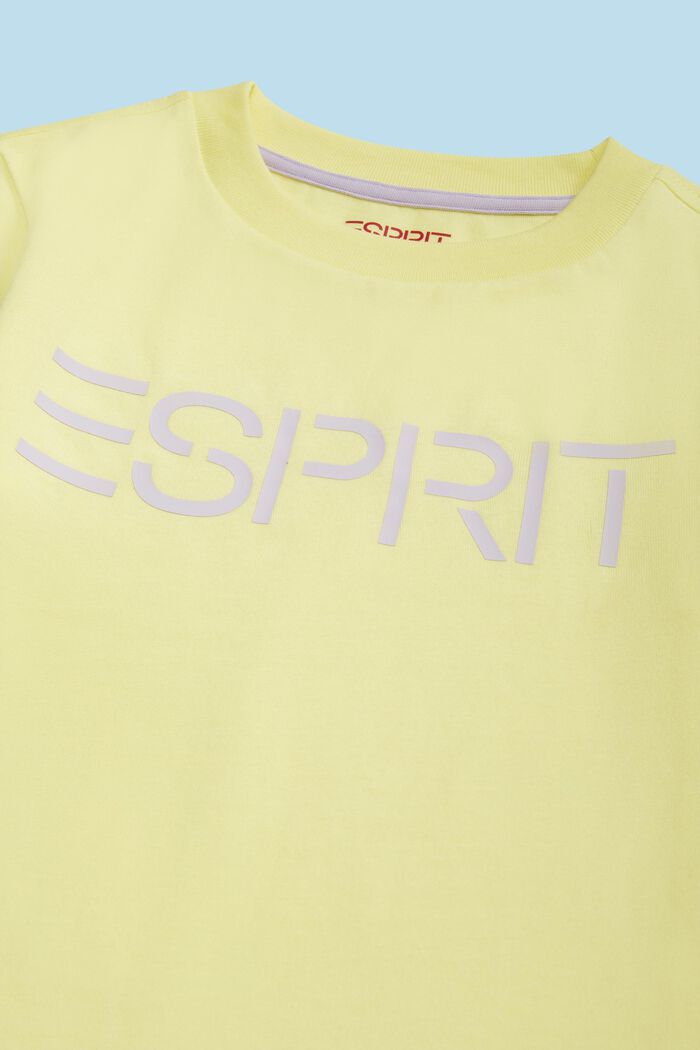 T-shirt con logo in cotone biologico, PASTEL YELLOW, detail image number 1